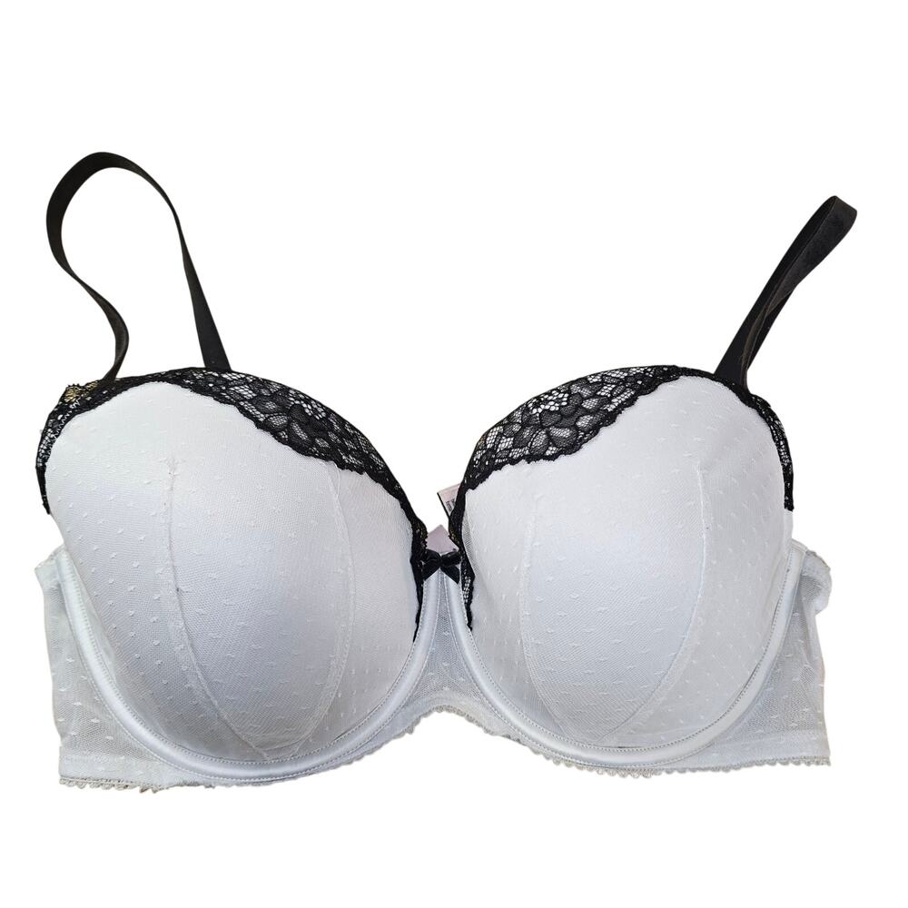 Coquette Victorias Secret Dream Angels White Black Lace Bra Size 36DDD